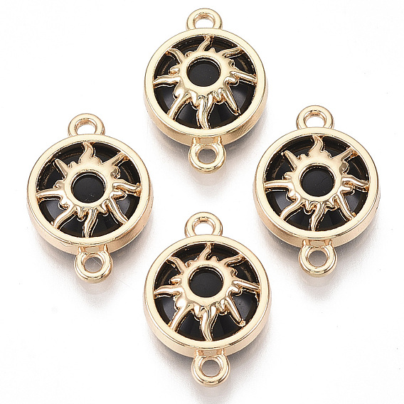 Соединители стеклянные ссылки, с легкими позолоченными сплавами, плоские круглые с солнцем