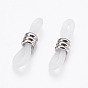 Eyeglass Holders, Glasses Rubber Loop Ends, with Nickel Free Brass Findings, White