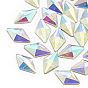 DIY Flat Back K9 Glass Rhinestone Cabochons, Random Color Back Plated, Faceted, Rhombus