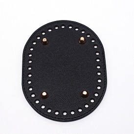 Fond de sac à main ovale en cuir PU, avec les accessoires en fer, accessoires de sac à tricoter
