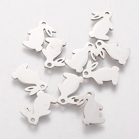 201 Stainless Steel Bunny Charms, Rabbit, Easter Bunny