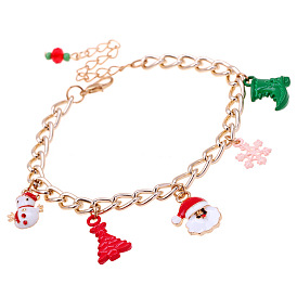 Christmas Santa Snowflake Bracelet - Holiday Gift, Festive Jewelry