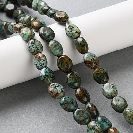 Бусы натуральная африканская бирюза (яшма), Плоско-овальные