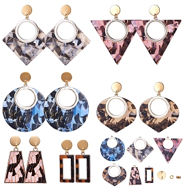 SUNNYCLUE DIY Earring Making, with Cellulose Acetate(Resin) Pendants, 304 Stainless Steel Findings