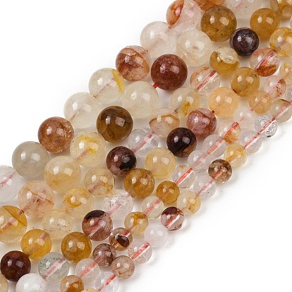 Нити бусин из натурального железистого кварца, круглые