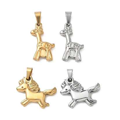 304 подвески из нержавеющей стали, подвески в виде жирафа/единорога, ионное покрытие (ip)