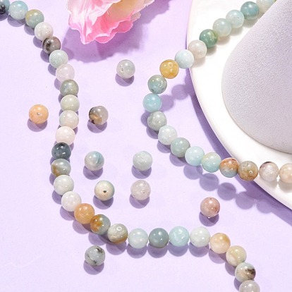 Natural Flower Amazonite Beads Strands, Round