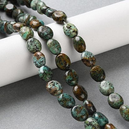Бусы натуральная африканская бирюза (яшма), Плоско-овальные
