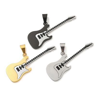 304 из нержавеющей стали большие кулоны, с эмалью, гитарный шарм