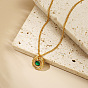 Brass Pave Green Cubic Zirconia Pendant Necklaces, Teardrop