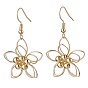 Латунь болтаться серьги, с 304 нержавеющей стали серьги крючки, цветок