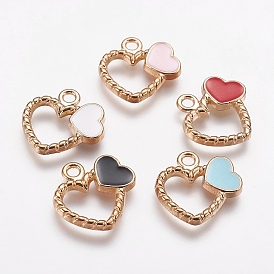 Подвески из эмали и сплава, сердце, золотые