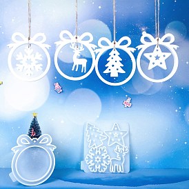 Christmas Theme DIY Food Grade Silicone Pendant Molds, Resin Casting Molds, Clay Craft Mold Tools