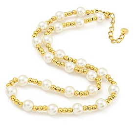 304 Stainless Steel & 201 Stainless Steel & Plastic Pearl Round Beaded Necklaces for Women