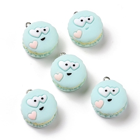 Opaque Resin Pendants, with Platinum Tone Iron Loops, Biscuit with Expression