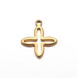304 Stainless Steel Tiny Cross Charms Ion Plating(IP), 13.5x11.5x1mm, Hole: 1mm