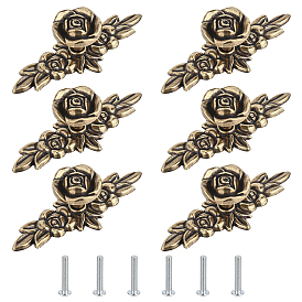 Flower Zinc Alloy Drawer Handle, with Screw, Cabinet Knobs, Drawer Pulls Handle