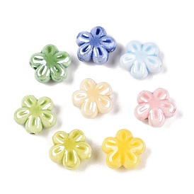 Handmade Porcelain Beads, Pearlized, Flower