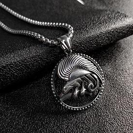 Retro stainless steel flying eagle pendant necklace domineering animal men's titanium steel personalized necklace jewelry