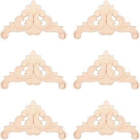 Резная накладка из каучукового дерева, центральная цветочная длинная аппликация, дверной шкаф-кровать неокрашенный декор европейский стиль