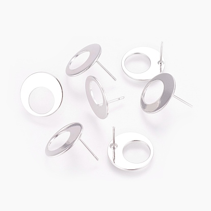 Messing Ohrstecker, langlebig überzogen, Nickel frei, Flachrund, Echt platiniert