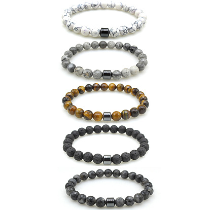 Браслеты из круглых бусин из натуральных и синтетических драгоценных камней для мужчин и женщин