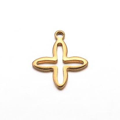 304 Stainless Steel Tiny Cross Charms Ion Plating(IP), 13.5x11.5x1mm, Hole: 1mm