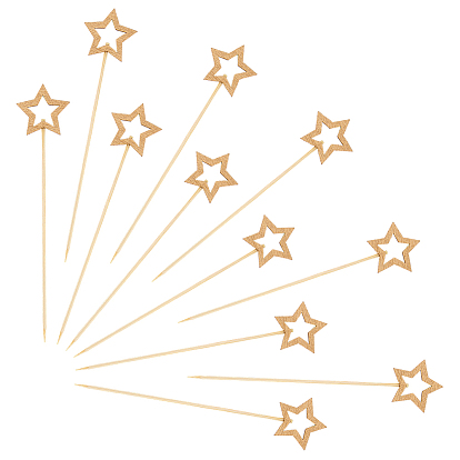 100шт. бамбуковые украшения для торта в виде звезд с палочками, карточки-вкладыши для торта, для украшения торта