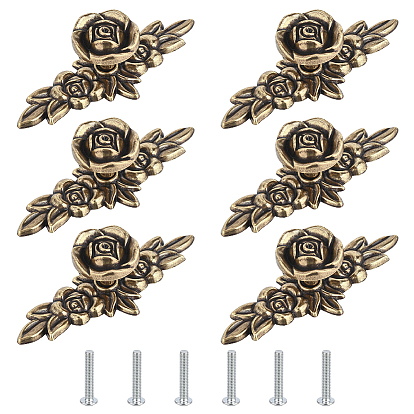 Flower Zinc Alloy Drawer Handle, with Screw, Cabinet Knobs, Drawer Pulls Handle