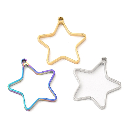 304 Stainless Steel Open Back Bezel Star Pendants, For DIY UV Resin, Epoxy Resin, Pressed Flower Jewelry