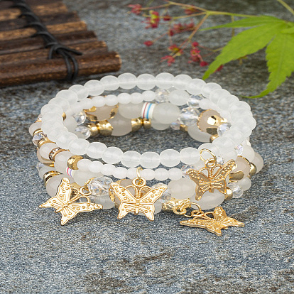 Bohemian Multi-layer Elastic Bracelet with Crystal Butterfly Beads Jewelry