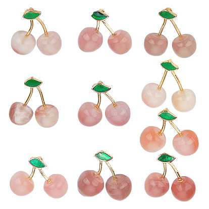 10 шт. подвески-фрукты из натурального агата, вишневые подвески с металлической фурнитурой, золотые