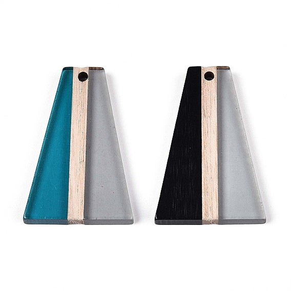 Прозрачные подвески из смолы и дерева, трапециевидные, два тона