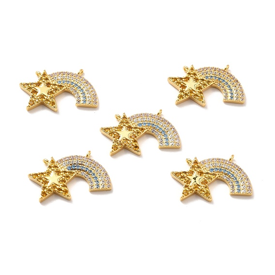 Реечное покрытие латунь микро паве разноцветные подвески из кубического циркония, без кадмия, без свинца и без никеля, радуга и звезда