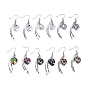 Dangle Earrings, with Heart Electroplated Glass Pendants, Stainless Steel Twist Shape Pendants, Earring Hooks and Ice Pick Pinch Bails