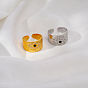 304 Stainless Steel Rhinestone Cuff Open Rings for Women, Evil Eye