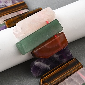 Природные смешанные камень бисер пряди, прямоугольные, Топ пробуренной