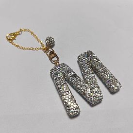 Colgante decorativo con cuentas de diamantes de imitación de arcilla polimérica, carta, con broches de langosta de la aleación de la garra