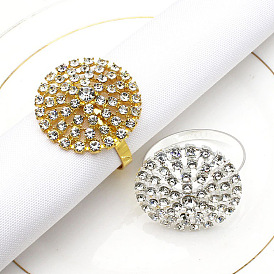 Hotel round napkin ring simple diamond-encrusted crystal napkin buckle napkin ring alloy