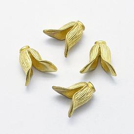 Brass Bead Caps, Lead Free & Cadmium Free & Nickel Free, 2-Petal, Flower