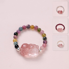 Регулируемые кольца на палец из натуральных драгоценных камней, стрейч-кольца