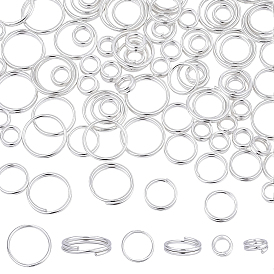 90Pcs 3 Styles Brass Split Rings, Lead Free & Cadmium Free, Double Loops Jump Rings