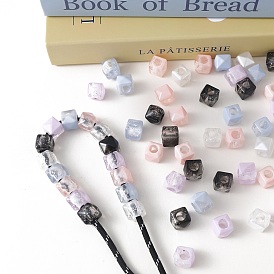 Прозрачные акриловые бусины, кубические, граненые, с блеском порошок