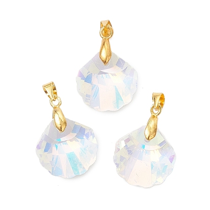 Латунь стекло кулоны, шарм в форме ракушки, золотые, граненые