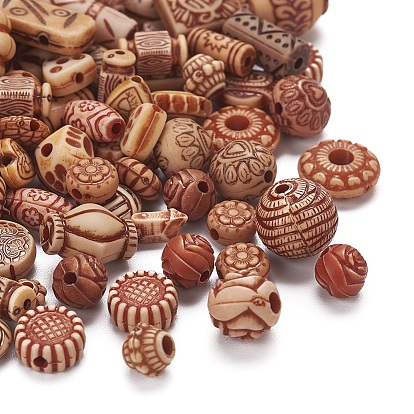Mixed Antique Style Acrylic Beads, Mixed Shapes