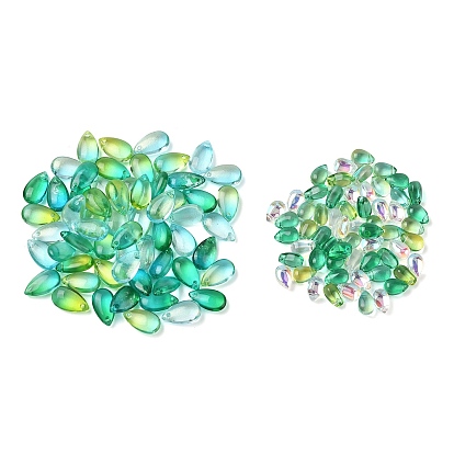 120 шт 6 цвета прозрачные стеклянные брелоки, окрашенная и подогревом, слеза