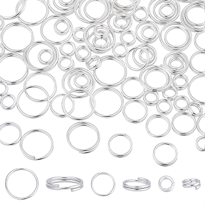 90Pcs 3 Styles Brass Split Rings, Lead Free & Cadmium Free, Double Loops Jump Rings