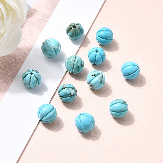 Природные бирюзовый бусы, тыква, окрашенные