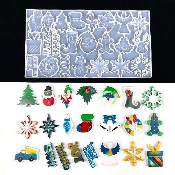 DIY пищевые силиконовые формы для подвесок на рождественскую тематику, формы для литья смолы, для уф-смолы, изготовление ювелирных изделий из эпоксидной смолы, лист остролиста/снежинка/дерево