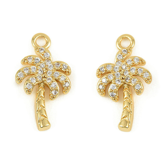 Латунные микропаве прозрачные кубические циркониевые подвески, без кадмия, без никеля и без свинца, очарование кокосового дерева, слева и справа